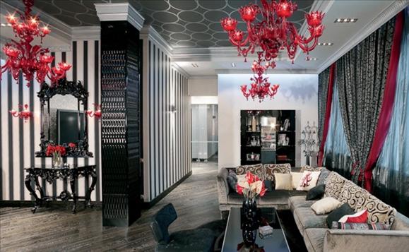 Extremely Glamorous Apartment Design in Black and Red Tones at Moscow - Apartment - Black and red - Design