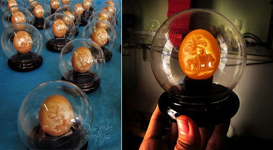 Mê hoặc với đèn làm từ vỏ trứng có khắc hình ảnh tuyệt đẹp