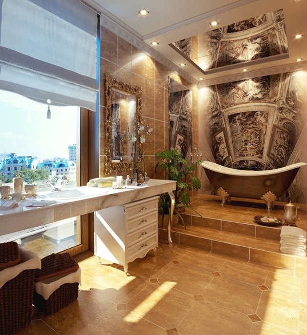Phòng tắm bắt mắt hơn với những họa tiết sáng tạo in trên tường