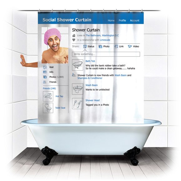 Thú vị với màn phòng tắm in hình trang mạng xã hội
