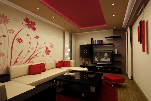 Living Rooms with Red and White for Christmas - Decoration