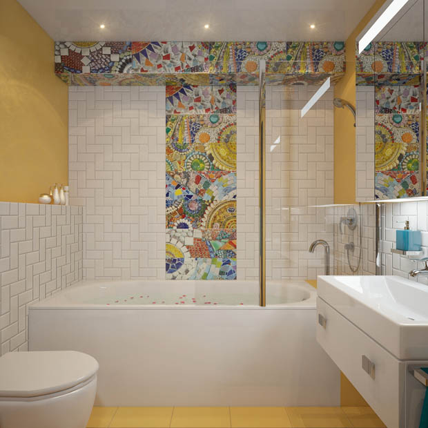 แบบห้องน้ำสีเหลือง แต่งสดใส สวยแจ่ม เย็นฉ่ำ!! - แบบห้องน้ำ - ห้องน้ำสีเหลือง - แต่งห้องน้ำสีสดใส - กระเบื้องห้องน้ำสวย - ไอเดียแต่งห้องน้ำ - อ่างอาบน้ำ