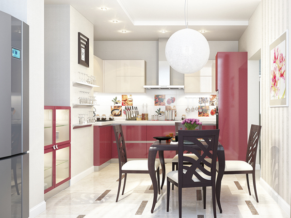 แบบห้องครัวสีขาว-แดง โปร่งสบาย สไตล์โมเดิร์น สวยลงตัวเป๊ะ!! - ครัวสไตล์โมเดิร์น - แต่งห้องครัว - ห้องครัวสีขาว แดง - แบบครัวสวย - โต๊ะอาหาร - แบบห้องครัว โปร่ง