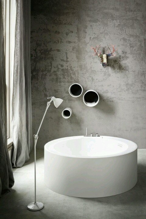 Phòng tắm với chất liệu bê tông