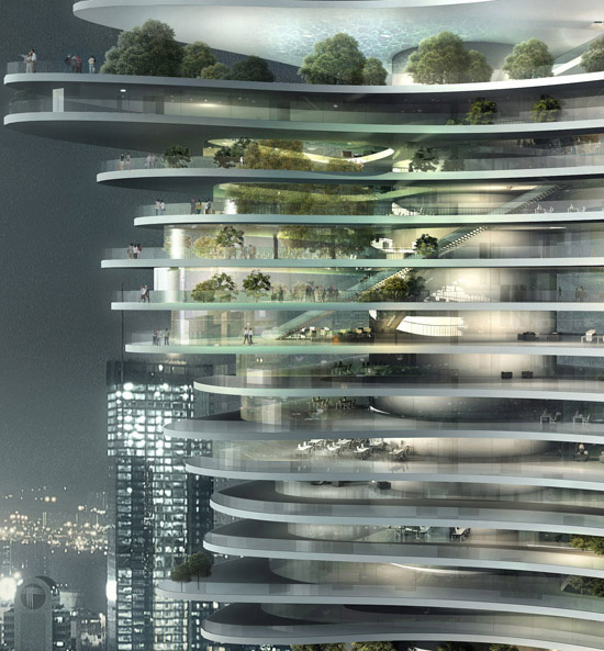 Unusual Sky Scraper with Gardens, China - Design