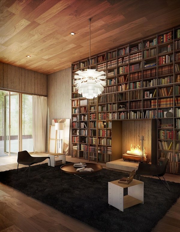 Những căn phòng đọc sách cùng tủ sách hiện đại mà chất