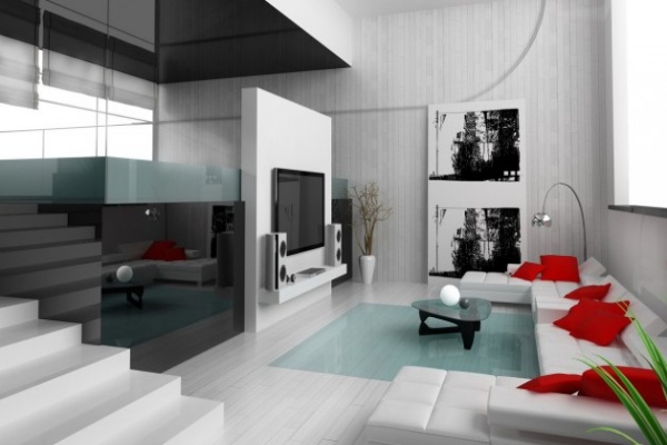 Living Rooms with Red and White for Christmas - Decoration