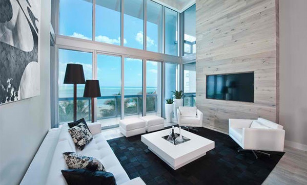 Phòng khách hiện đại với hai màu xám & trắng - Thiết kế - Phòng khách
