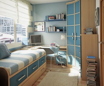ห้องนอนขนาดเล็ก ที่มีพื้นที่จำกัดสำหรับวัยรุ่น - แบบห้องวัยรุ่น - ห้องนอน - แบบห้องพื้นที่แคบ - ห้องพื้นที่จำกัด