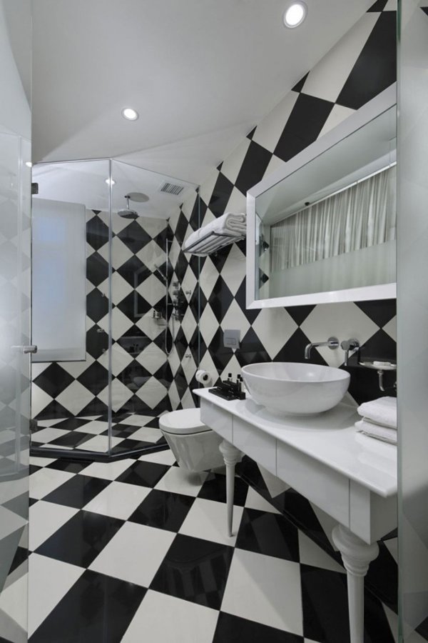Phòng tắm màu đen và trắng tuyệt đẹp