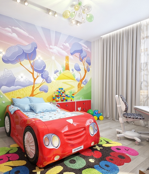 แต่งแต้มจินตนาการ "ห้องนอนเด็ก" กับเตียงนอนรถสีแดงสดใส สุดจี๊ด...!! - เตียงนอนรูปรถสีแดง - เฟอร์นิเจอร์ - ตกแต่ง - ห้องเด็ก - ห้องนอนเด็ก - ห้องเด็กสีสดใส