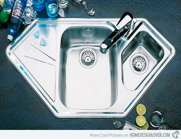 15 Cool Corner Kitchen Sink Designs - อ่างล้างจาน - อ่างล้างผัก - ห้องครัว - เทรนด์การออกแบบ - ตกแต่งภายใน