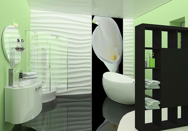 Phòng tắm hiện đại với hai màu đen & trắng