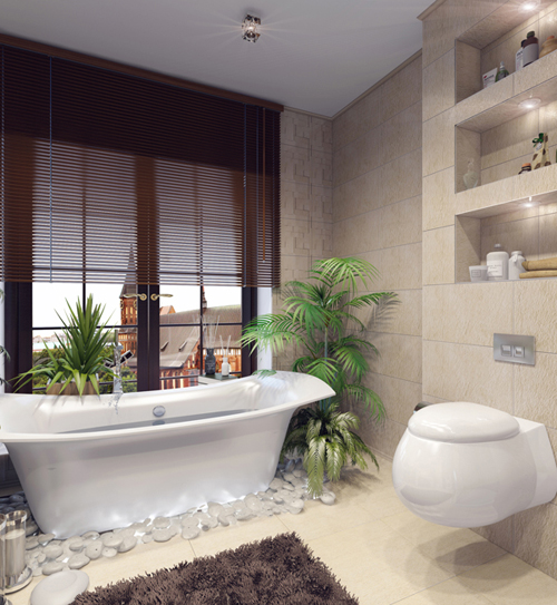 แบบห้องน้ำที่แต่งสวยสดชื่นด้วยต้นไม้ ในสไตล์รีสอร์ท - แต่งห้องน้ำ - แบบห้องน้ำสวย - ห้องน้ำสไตล์รีสอร์ท - ไอเดียแต่งห้องน้ำ - ห้องน้ำสวยสดชื่น