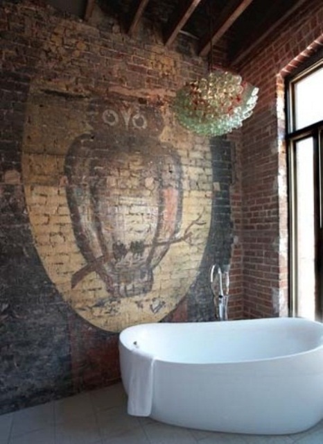 Thiết kế tường và trần gạch khá chất cho phòng tắm - Thiết kế - Phòng tắm