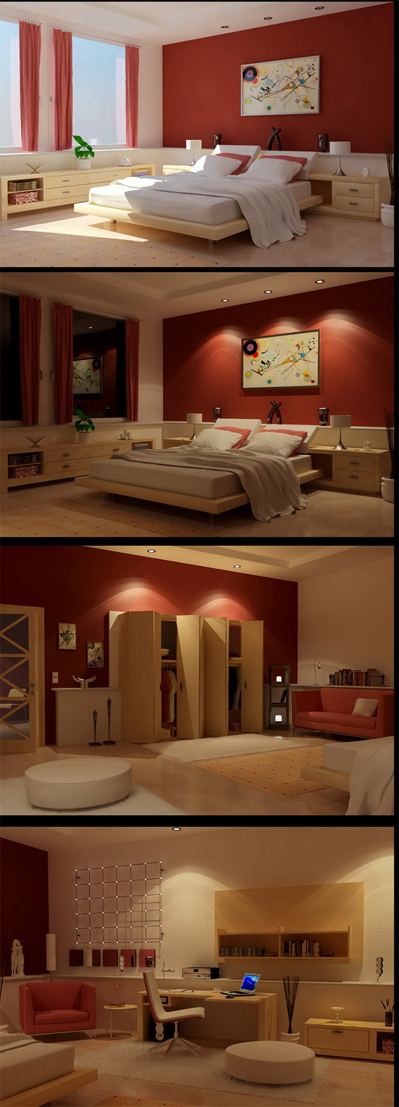 แต่งห้องนอนสุดเจิด...ด้วยสีแดงที่มองเห็นแต่ไกล - ตกแต่งห้องนอน - แบบห้องนอนสีสด - ห้องนอนสีแดง - แต่งห้องสีแดง - ห้องนอนเฉดสีแดง