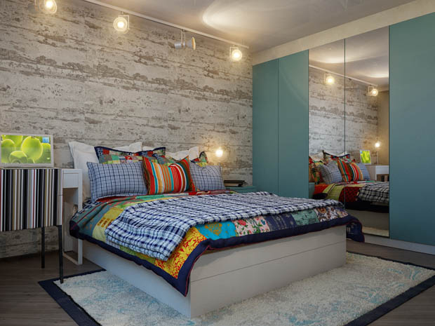 แบบห้องนอนสไตล์ Loft น่ารัก สดใส ผ่อนคลายสบายๆ - ห้องนอน - แบบห้องนอนน่ารัก - ห้องนอนสไตล์ Loft - แต่งห้องนอนผ่อนคลาย - แต่งผนังคอนกรีต