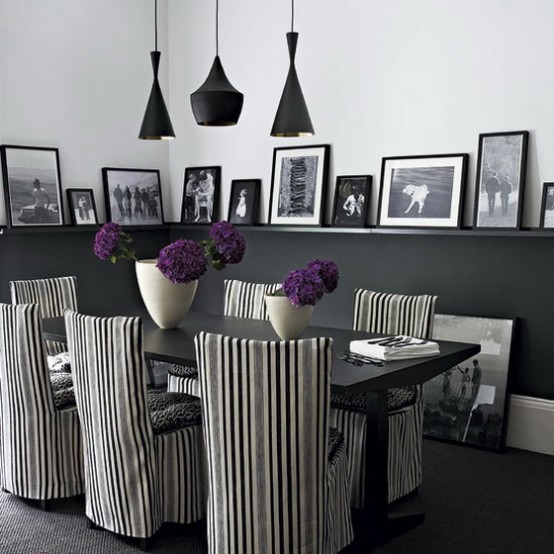 Phòng ăn truyền thống với 2 màu trắng & đen - Phòng ăn
