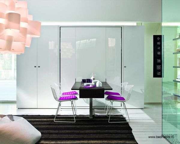 Amazing 3 in 1 Cabinet+Folding Bed+Table Designs by Bed Habits - Design - Interior Design - Cabinet - Dining Table - Folding Bed - Bed Habits Amsterdam - Furniture - Photo