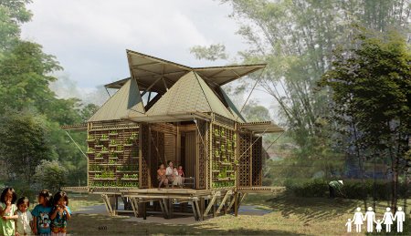 Ártéri dizájn: Kreatív, vízben lebegő bambuszházak