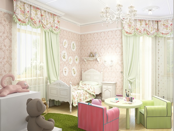 ห้องนอนเด็กผู้หญิงสีชมพู-เขียว ตกแต่งในธีมเจ้าหญิง น่ารักสุด ๆ - ห้องเด็ก - เฟอร์นิเจอร์ - ตกแต่ง - ห้องนอนเด็ก - ห้องเด็กผู้หญิง - แต่งห้องเด็กสีหวาน