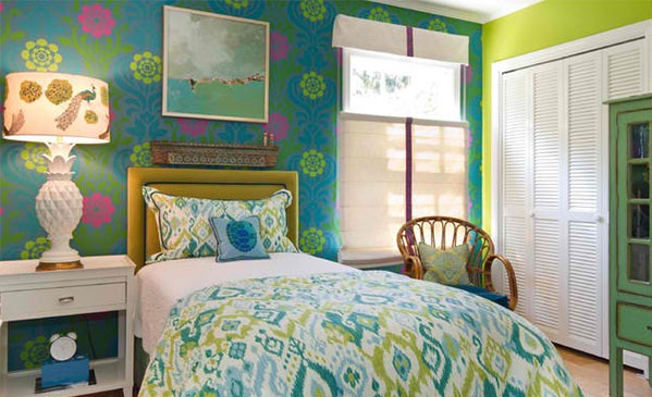 Phòng ngủ mát mắt với hai màu xanh lá và xanh da trời - Thiết kế - Phòng ngủ