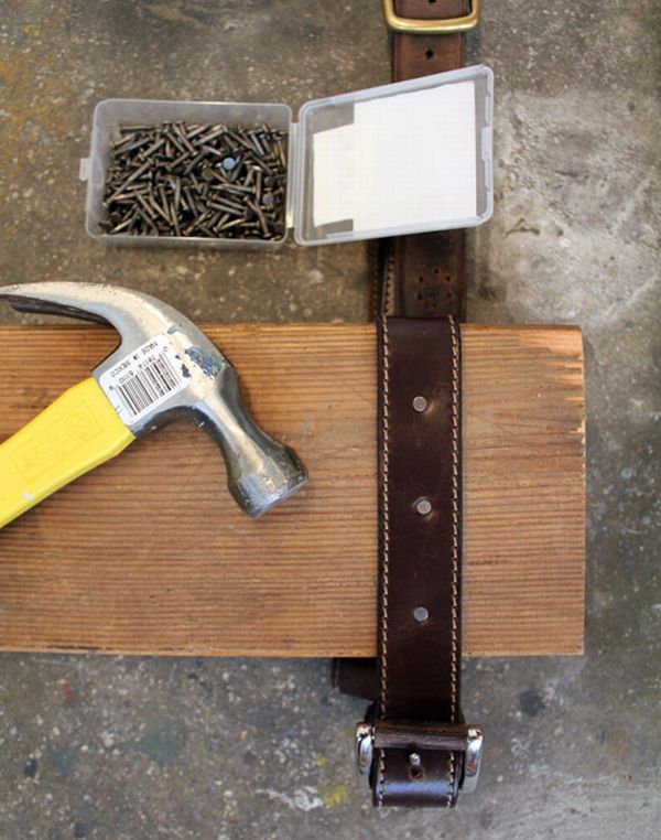 Creative DIY Recycled Leather & Wood Shelf - DIY - Hanging leather shel - Leather & wood shelf