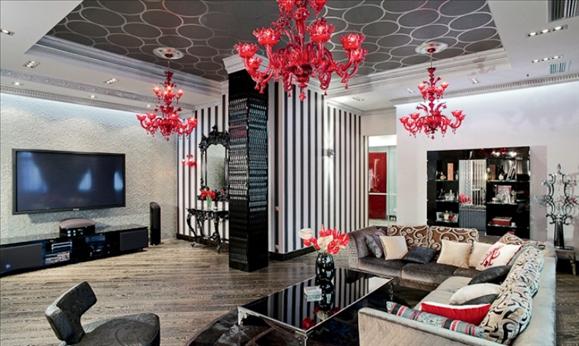 Extremely Glamorous Apartment Design in Black and Red Tones at Moscow - Apartment - Black and red - Design