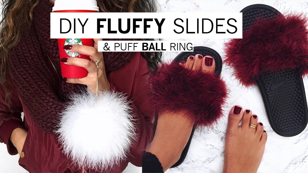 DIY Fluffy Slides & Puff Ball Ring