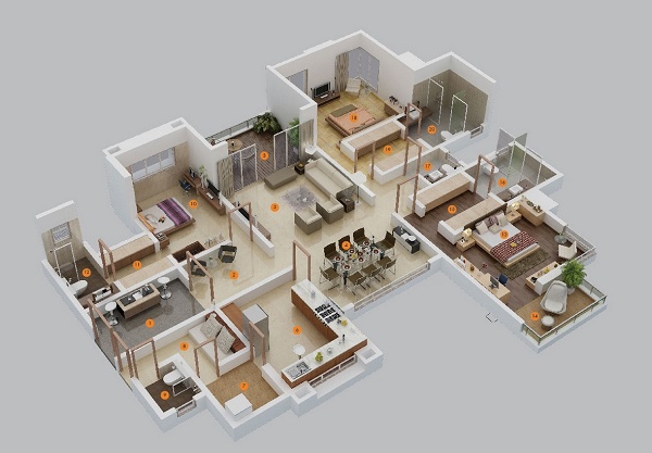 แบบบ้านหรืออพาร์ทเม้นต์ที่เป็น 3 ห้อง - บ้านในฝัน - ไอเดีย - การออกแบบ - ออกแบบ