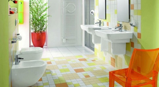 Lót gạch nhiều màu cho phòng tắm thêm nổi - Phòng tắm - Gạch