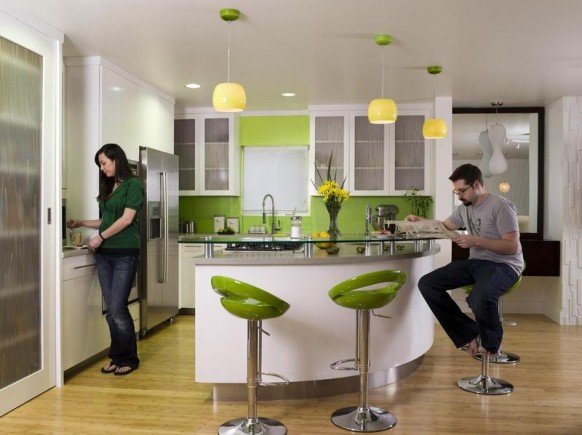 แบบห้องครัวสวย แต่งโทนสีเขียว สดใสมีชีวิตชีวา!