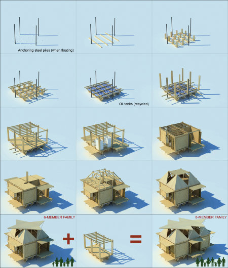 Creative Bamboo Houses Designed To Float When Floods Arrive - Interior Designer - Design - Bamboo House - Design News - H&P Architects - Development