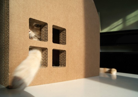 Ngộ nghĩnh với ngôi nhà Krabhuis làm từ bìa cứng cho mèo - Trang trí - Thiết kế - Nhà cho mèo