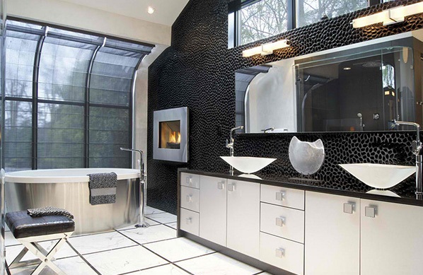 Phòng tắm hiện đại với hai màu đen & trắng - Thiết kế - Phòng tắm
