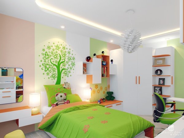 น่ารัก!! ห้องนอนเด็กสีเขียว-ส้ม ที่ผู้ใหญ่เห็นแล้วต้องอิจฉา!!