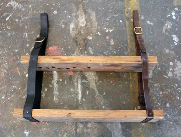 Creative DIY Recycled Leather & Wood Shelf - DIY - Hanging leather shel - Leather & wood shelf