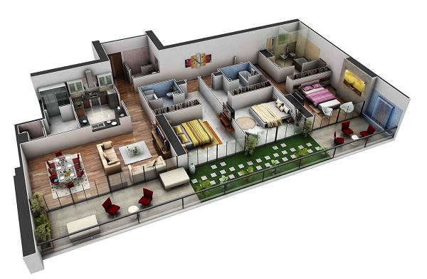 แบบบ้านหรืออพาร์ทเม้นต์ที่เป็น 3 ห้อง - บ้านในฝัน - ไอเดีย - การออกแบบ - ออกแบบ