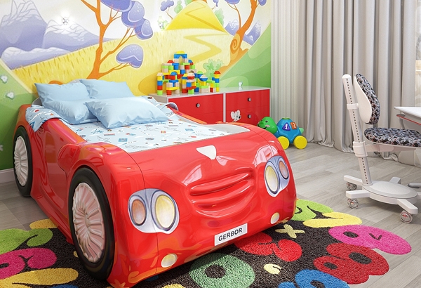 แต่งแต้มจินตนาการ "ห้องนอนเด็ก" กับเตียงนอนรถสีแดงสดใส สุดจี๊ด...!! - เตียงนอนรูปรถสีแดง - เฟอร์นิเจอร์ - ตกแต่ง - ห้องเด็ก - ห้องนอนเด็ก - ห้องเด็กสีสดใส