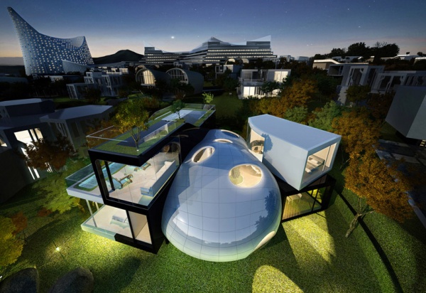 Cocoon House: The Futuristic Codominium in Jeju Island, Korea - Decoration - Design - Interior Design - Ideas - Furniture - Dream Home - Jeju Island - Korea - Planning Korea - Cocoon House