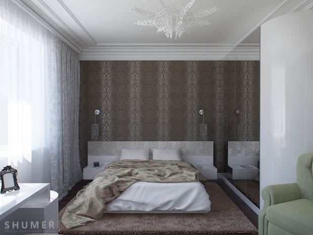 แบบห้องนอน โปร่งสบาย วอลเปเปอร์สีน้ำตาลสวยหรู - ออกแบบ - ตกแต่ง - เฟอร์นิเจอร์ - ห้องนอน - วอลเปเปอร์ - ผ้าม่าน