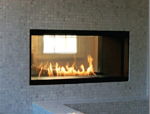 Two Sided Fireplace: Fire Ribbon Vu Thru from Spark Fires - Fireplace