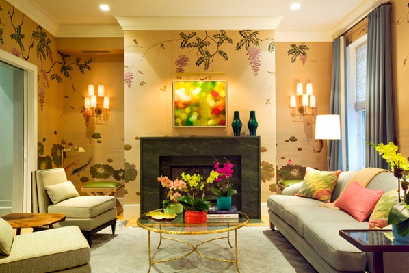 Phòng khách đẹp nổi bật với giấy dán tường - Thiết kế - Phòng khách