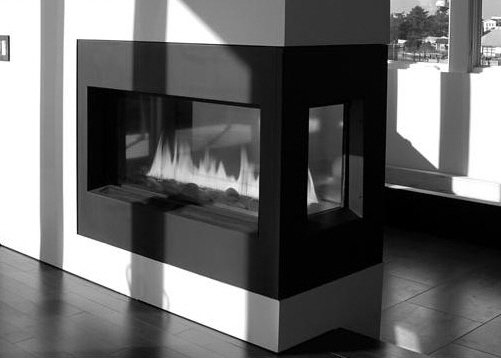 Two Sided Fireplace: Fire Ribbon Vu Thru from Spark Fires