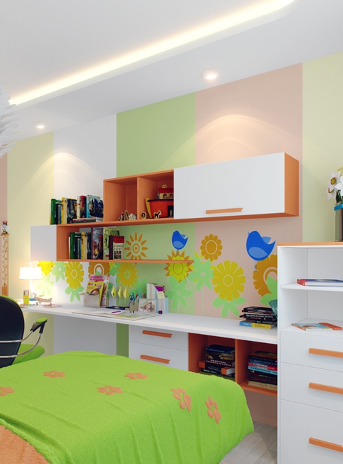 น่ารัก!! ห้องนอนเด็กสีเขียว-ส้ม ที่ผู้ใหญ่เห็นแล้วต้องอิจฉา!! - ห้องเด็ก - ห้องวัยรุ่น - แบบห้องนอนเด็ก - ห้องเด็กแสนน่ารัก - ห้องเด็กสีเขียวส้ม - แต่งห้องเด็ก