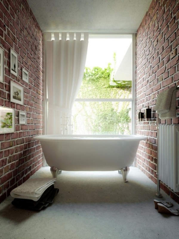 Phòng tắm cuốn hút với tường gạch - Phòng tắm - Thiết kế