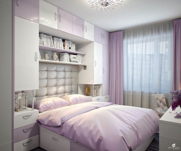 แบบห้องนอน แต่งสวยละมุม สีหวานชมพูอมม่วงเพื่อคุณผู้หญิง