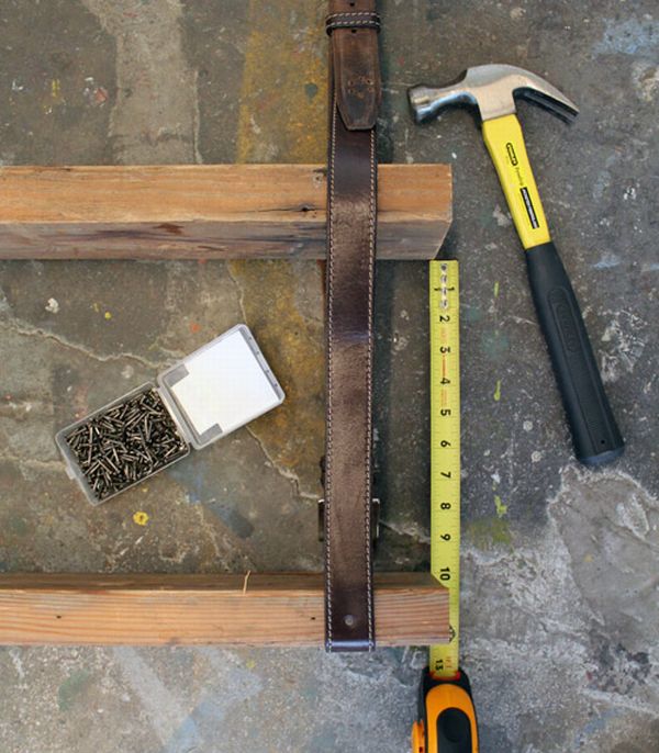 Creative DIY Recycled Leather & Wood Shelf - DIY - Hanging leather shel - Leather & wood shelf