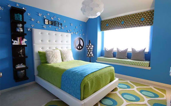 Phòng ngủ mát mắt với hai màu xanh lá và xanh da trời - Thiết kế - Phòng ngủ