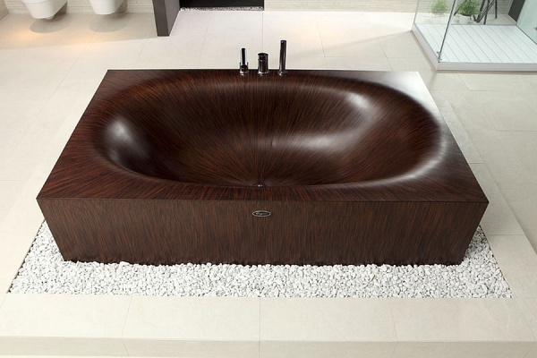 Nhà tắm sành điệu với bồn tắm gỗ đẹp